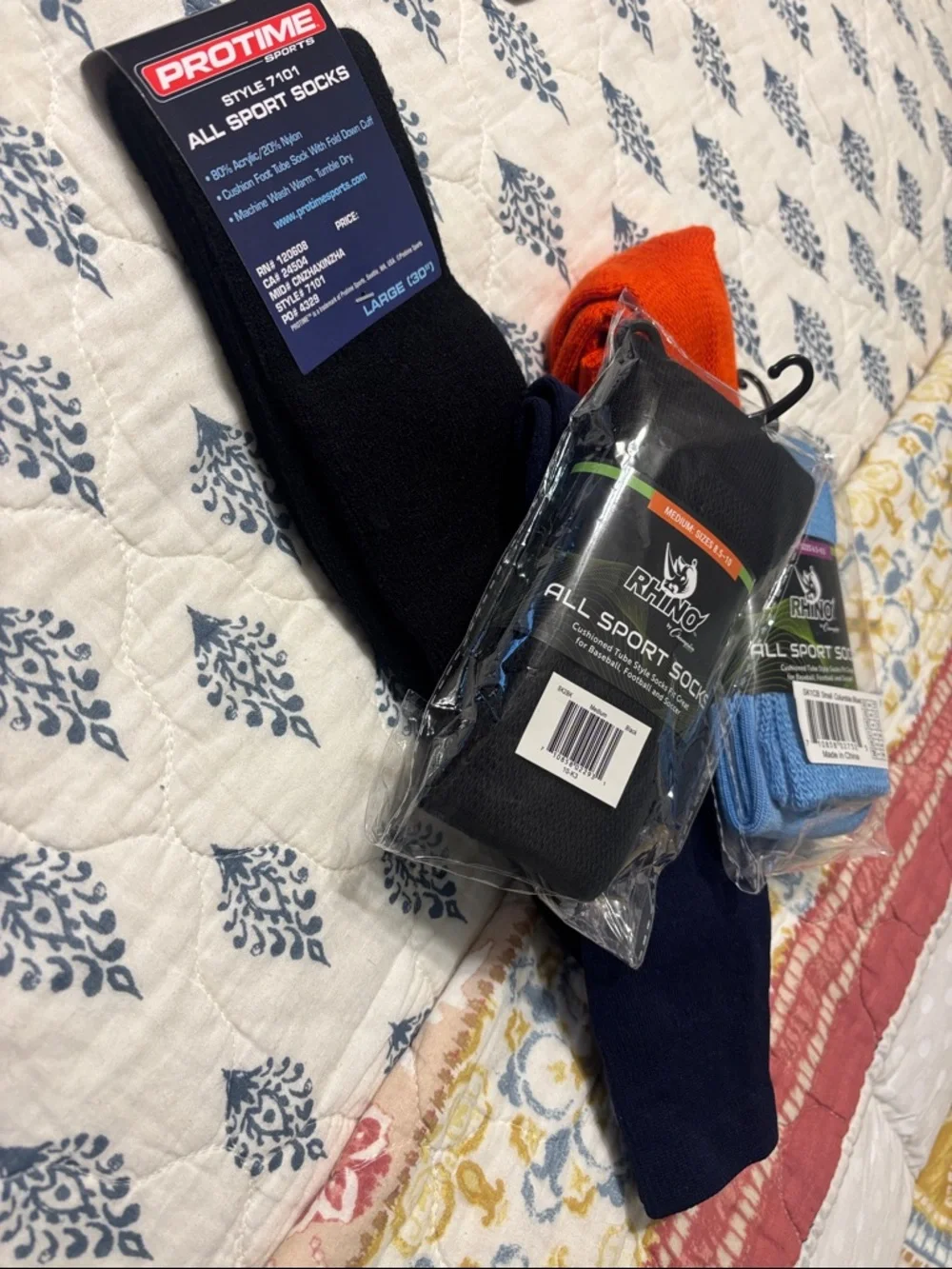 All Sport Crew Socks - Black, Orange, Light blue, Navy Black